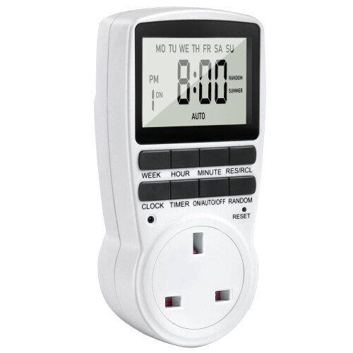 Digital Timer Plug Socket UK, 24h-Week Socket Timer Switch With 16 On-Off Programme LCD Display, Electric Light Switch Repeat Cycle Programmable Plug
