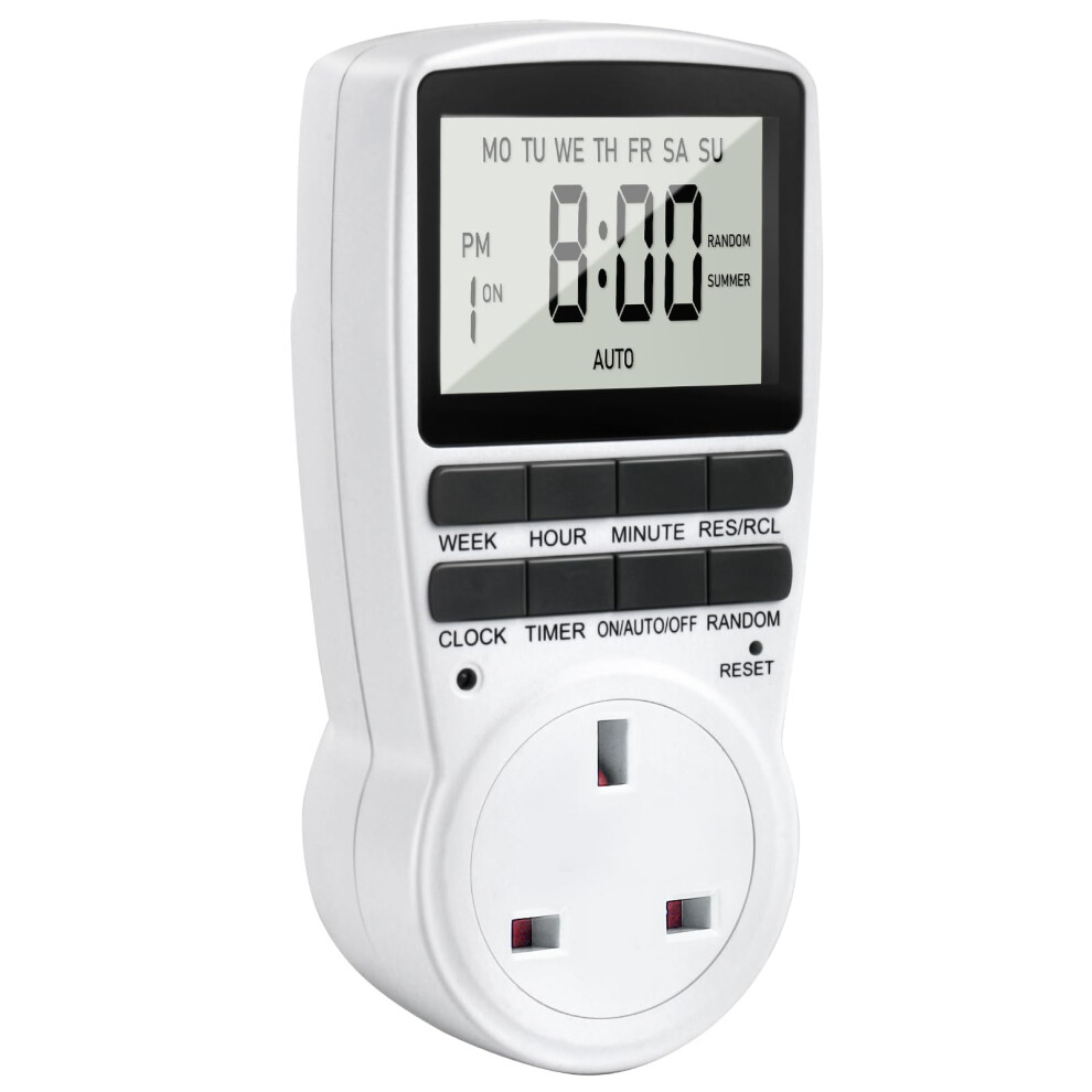 Mecheer Digital Timer Plug Socket Uk, 24H-Week Socket Timer Switch With 16 On-Off Programme Lcd Display, Electric Light Switch Repeat Cycle Programmable Plug