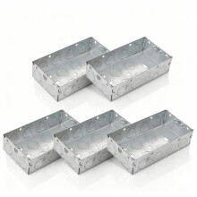 5 x Double Metal Back Box 35mm Flush Wall Pattress / 2 Gang Electrical Sockets
