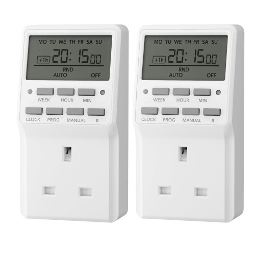 HBN 7 Day Digital Timer with Countdown Setting,Heavy Duty Electrical Socket Plug,20 ON/Off Weekly Settings for Lamp Light,24 Hours Programmable Outle