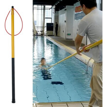Pool Safety Hook with Telescopic Fiberglass Rescue Pole for Swimming Pool and Beach Emergency