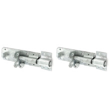 Merriway BH04255 2 A Brenton Type Heavy Duty Galvanised Rust Proof Padbolt Including Fittings, 200 mm, 8 inch, Silver (Pack of 2)