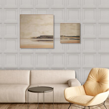 Trafagala 3D Effect Beige Grey Panel Wallpaper Wood Panelling Wallpaper Retro Textured Tartan Wall Paper Roll Neutral Art Deco for Living Room Featur