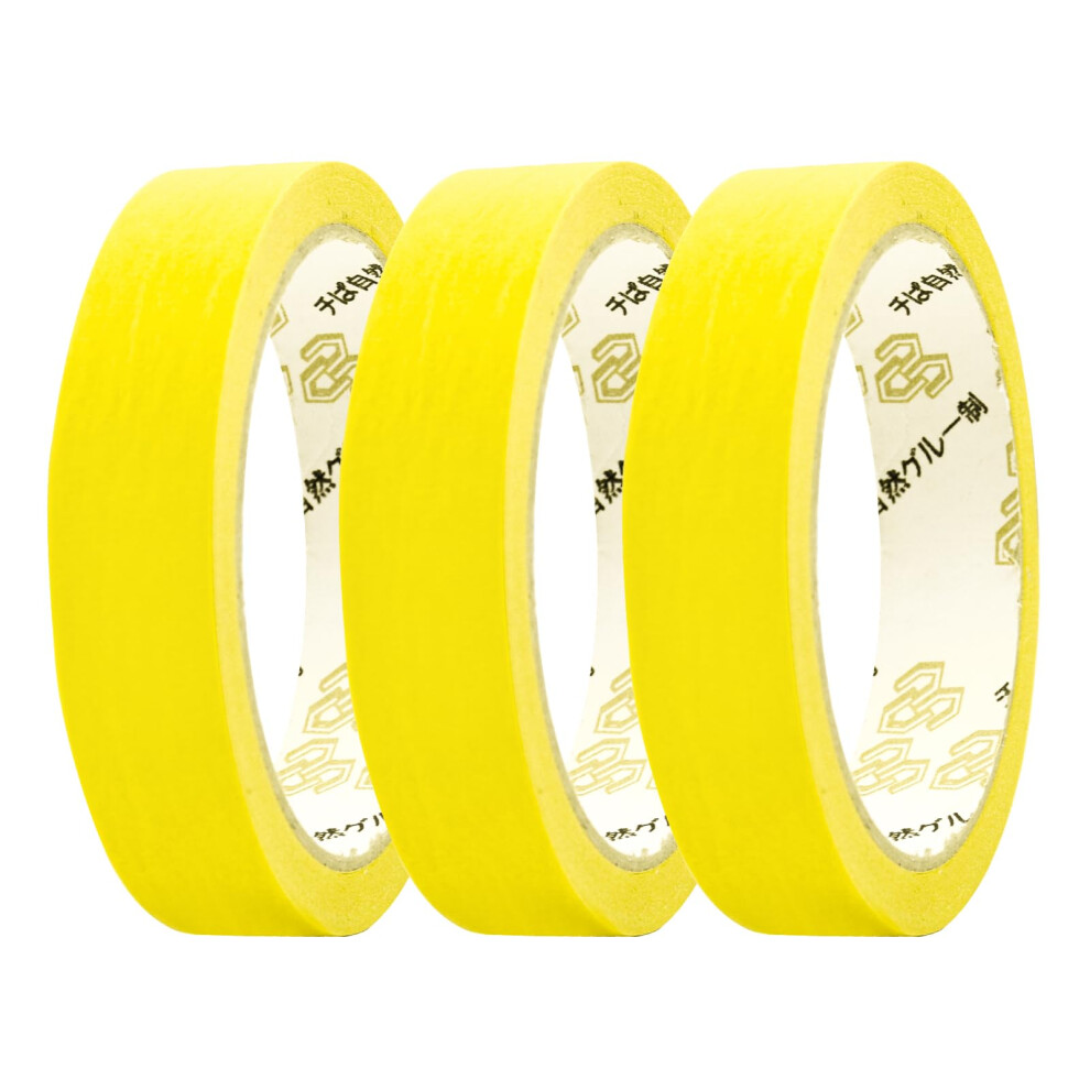 Udewo 3 Rolls Writable Painters Tape - Coloured Low Tack Masking Tape For Indoor Painting & Decorating (Yellow) 84416803