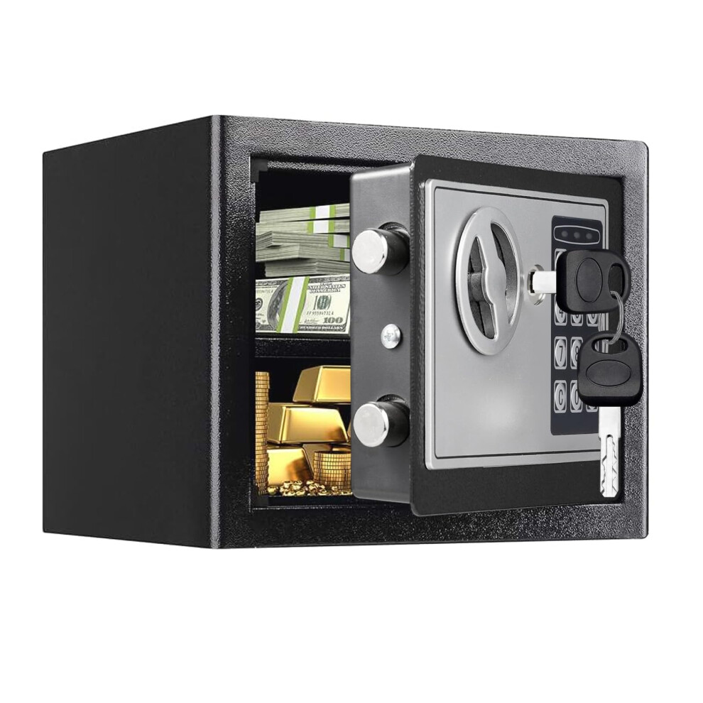 Safe Box, Electronic Safe Box With Keypad & Keys, Small Money Safe Box For Home,Mini Safe For Kids, Electronic Security Money Safe For Cash,Lock Box 49494808