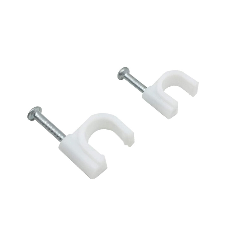 200 Pack 2 Sizes White Strong Cable Clips, 6Mm & 8Mm Round Cable Wire Clips With Steel Nails Cable Staples Cable Management Cable Cord Fasteners Elec 91973948
