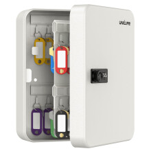 Uniclife 48 Position Key Cabinet with Combination Lock Resettable White Digital Security Storage Box Steel Key Organizer with Colorful Key Tag Labels