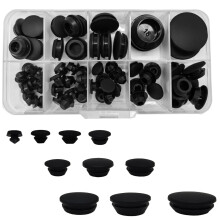 66 Pcs 10 Sizes Black Silicone Hole Plugs, Plastic Hole Plugs Set, Hole Seal Cover Round Rubber Stopper for Kitchen Rubber Bulkheads Waterproof Seali