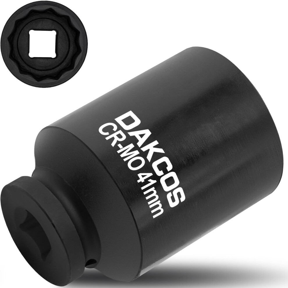 Dakcos 41Mm Socket 1/2" Drive 12 Ponit Impact Wrench Deep Socket Drive Shaft Tool Power, Cr-Mo 95098418