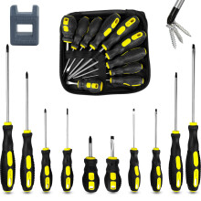 ZBXSNK 10Pcs Screwdriver Set 5 Size Heavy Duty Chrome Vanadium Steel Magnetic Screwdriver with 5 Cross& 5 Flat Head Soft Non-Slip Grip Hand Tools (10