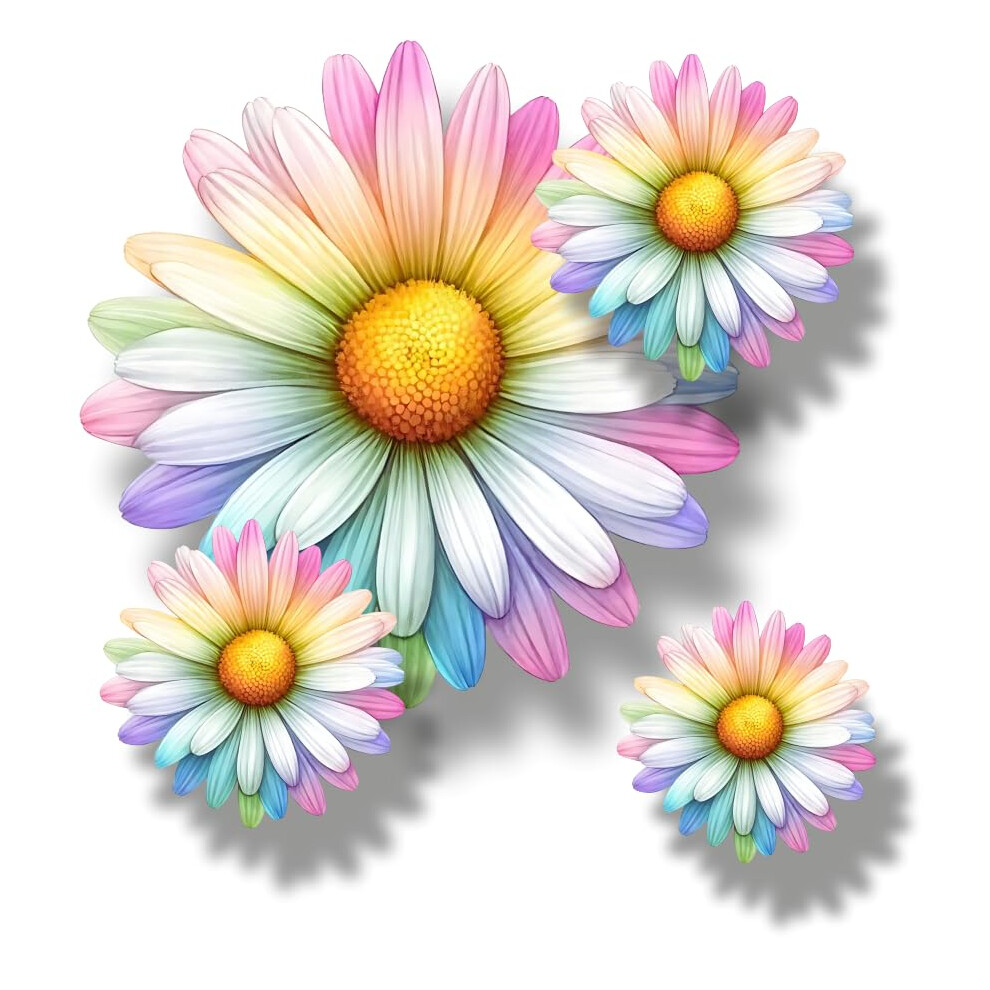 X9 Colourful Daisy Flower Vinyl Sticker, Floral Decal Cover Up Marks, Multi-Purpose Ideal For Bin, Car, Laptop, Bike, Wall, Dustbin. Camper Van & Mor 90793257