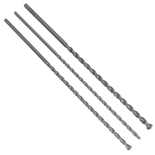 AB Tools 3pc Long Masonry Drills for Bricks Blocks Concrete Carbide Tips 400mm 8-12mm 1