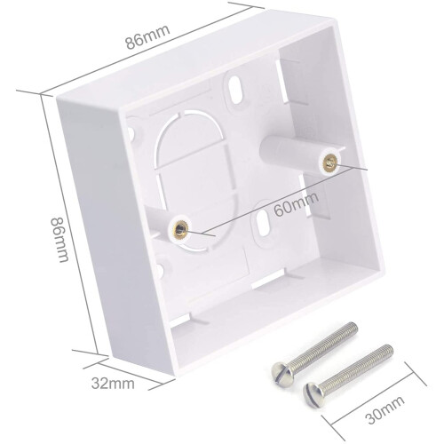 VCELINK Surface Mount Back Box for Network Wallplate Ethernet Faceplate 1 Gang 32mm White, 2 Pack 1