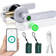 Fingerprint Smart Door Lock 5 in 1, Keyless Entry Door Knob with APP/IC Card/Fingerprint/Keys, 50 Fingerprints/100 Codes, Biometric Door Lock for Fro