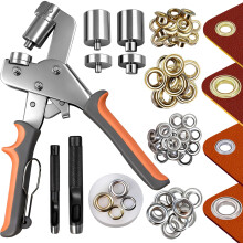SBGGRL Interchangeable Grommet Tool Kit of 3/8" and 1/4" with 500PCS Grommets – Heavy Duty Hole Punch Pliers for Canvas, Tarps, Leather & Fabric
