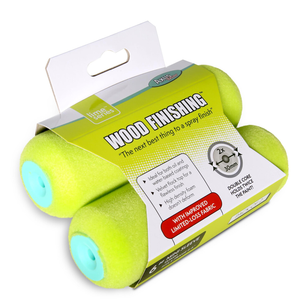 Axus Decor Wood Finishing Roller (Lime Series) Mini Roller Sleeves, For Professional & Diy Projects, Compatible With Solvent & Water Based Paints, Do 34373293