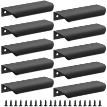 Malimali 10 Pack Black Kitchen Cupboard Handles Finger Edge Pulls for Cabinets and Drawers, 120mm Wardrobe Door Handles Modern Aluminum Bathroom Cabi