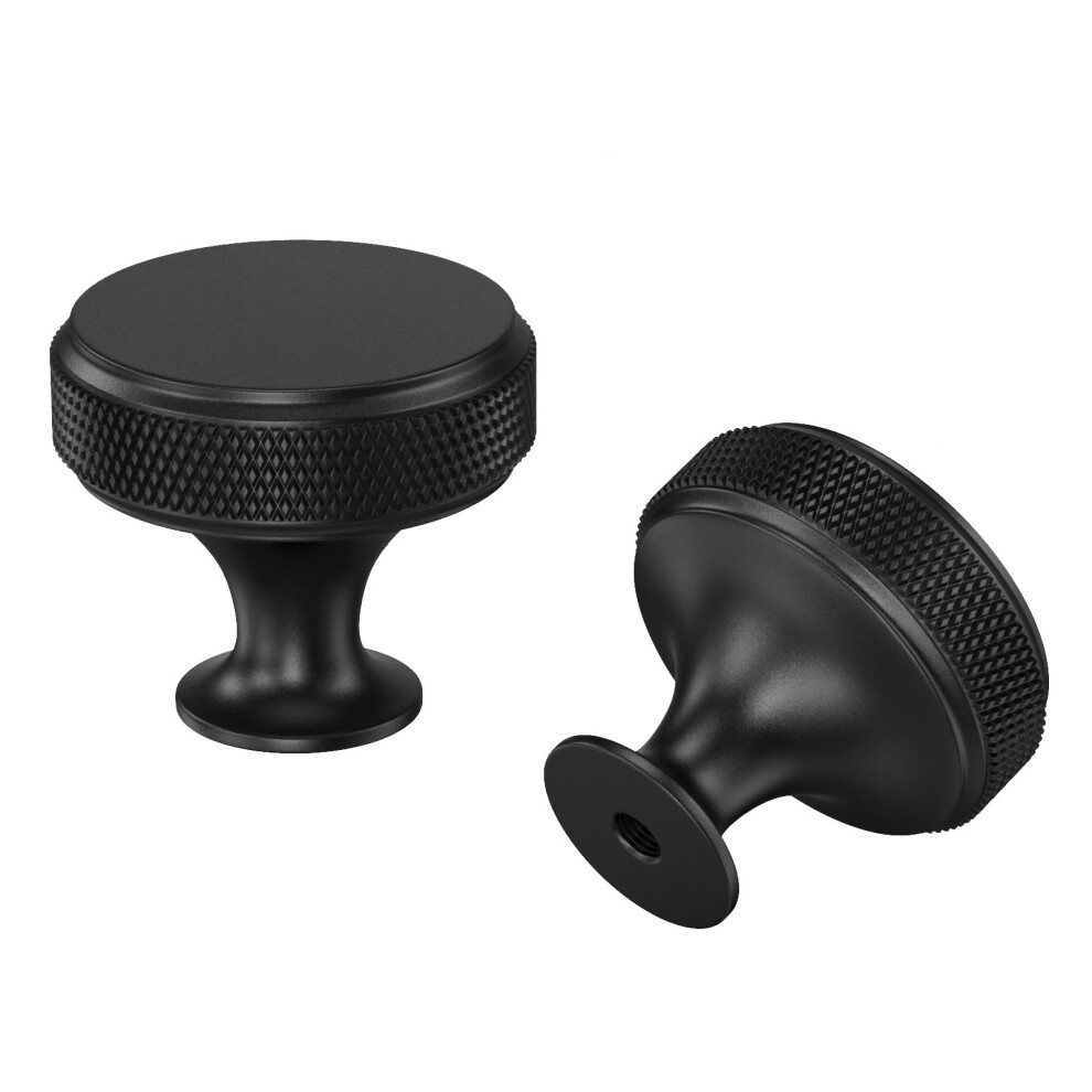 Lontan 10 Pack Black Drawer Knobs Black Cabinet Knobs Knurled Black Knobs Matte Black Cupboard Knobs Matte Round Kitchen Cupboard Knobs Black Door Kn 12256891