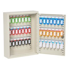 The Workplace Depot Lockable Key Cabinet -White Heavy Duty Steel Wall Mounted Key Lock Safe with Key Hooks & Coloured Key Tags for Home, Office, Gara