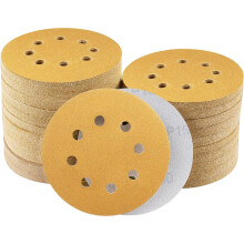 Sruhrak 100 Pcs 125mm Sanding Discs, 150 Grit Nylon Adhesive Sanding Pads 5 Inch 8 Hole Hook and Loop Sanding Disc for Orbital Sander