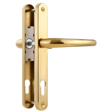 SORWDUERM Pvd Gold Door Handles Set 92mm PZ Centres 210mm Screw Hole Distance 240mm Backplate Length Replacement Door Lever for UPVC Composite Timber