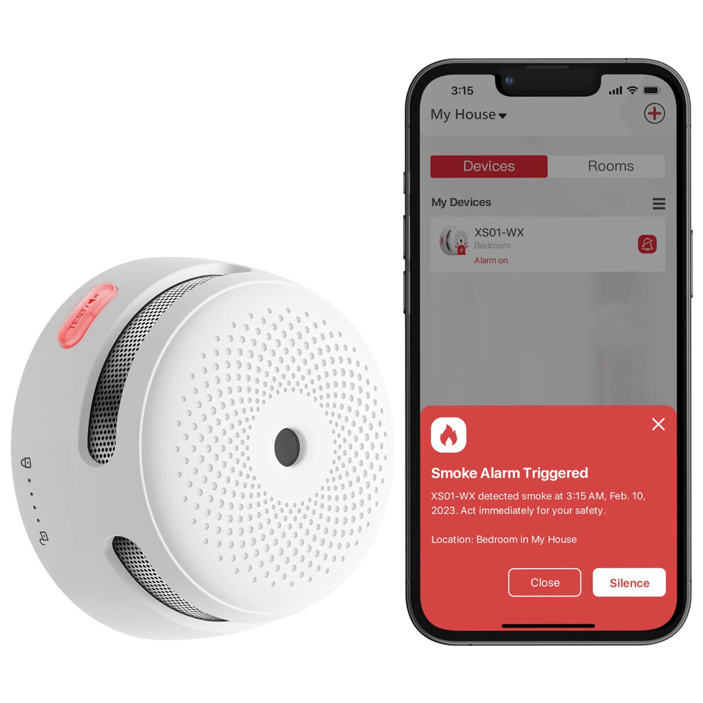 X-Sense Wi-Fi Smoke Alarm For Home With Replaceable Battery, Smart Smoke Alarm Compatible With Home Security App, Compliant With En 14604 Sta