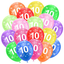 Ainiv 10th Birthday Balloons 18PCS, 12inch Numbers Printed Latex Party, Anniversary Supplies, Decorations for Girls Boys 10 Year Old, F53486164