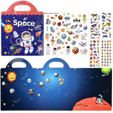 ASTARON 3D Sticker Scenes Book for Kids, 88 Pcs Reusable Space Jelly Stickers for Toddlers, Puffy Sticker Game Educational Sensory Learning Toy, Part