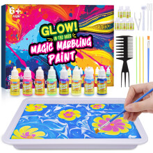 Hapikids Glow Water Marbling Paint for Kids, Arts and Crafts for Kids Age 6-12 Toys for 7-12 Year Old Girls Gift for 9 10 11 Year Olds Girls Boys Cra