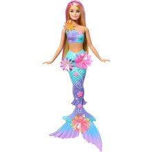Barbie Mermaid Toy Dolls with Surprise Magic Blooming Flowers Feature, Ombre Tails, Pearl Headband Accessory & Long Blonde Hair with Pink Highlights,