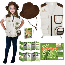 Cheerful Children Toys Kids Explorer Costume Kit including Safari Vest and hat plus Dinosaur and Bug Educational Handbooks. For Dress up, Outdoor Adv