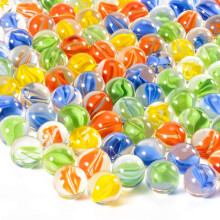 Sukh Glass Marbles - Bulk 100Pcs Cat Eye Mix 4 Colors Medium Sized Thick Marble Decorative Gift Retro Game with 14mm and 16mm for Bounce Game,Chinese