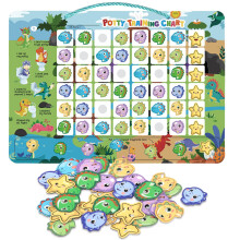 Potty Training Reward Chart, Magnetic Toilet Training Chart with 60 Reusable Magnetic Stickers, Interactive Reward Chart for Toddlers Girls Boys (Din