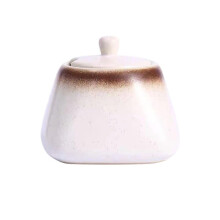 Ceramic Sugar Bowl with Lid and Spoon, Vintage Japanese Porcelain Spice Jar for Kitchen Storage