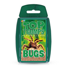 Top Trumps Bugs Classic Card Game, learn facts about the Black Widow, furry Tarantula, Praying Mantis and the Ladybird in this educational packed gam