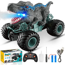 HappyGoLucky Dinosaur Toys for Boys, 1:16 Scale RC Monster Truck with Spray Roar LED Lights, Toys Gifts for 4-8 Year Old Boys Gift, Christmas Xmas Gi