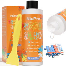 Nicpro Large Jigsaw Puzzle Glue 7oz / 210ml with Applicator, High Gloss & Quick Drying and Non-Toxic, Diamond Painting Sealer for Art Craft Puzzle 10
