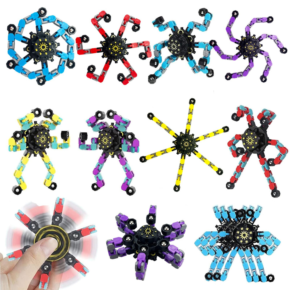 Yuzshin 20Pcs Transformable Fidget Spinner, Fidget Toys Bulk For Adults, Transformable Chain Robot Finger Toy Diy Deformation Robot Mechanical Spinners Stres