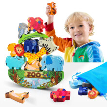 DejaNard Wooden Toys for 2-5 Year Old Boys, Kids Toys Age 2 3 4 5 Stacking Blocks Animals Age 2 3 4 5 Year Old Girls Gifts Building Blocks Gift for 2