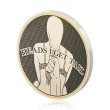 Lotsdonxia 1 Piece Funny Double-Sided Heads & Tails Coin – Acrylic Couple Challenge Token Playful Adult Joke for Date Night & Prank Fun