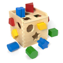 Melissa & Doug Shape Sorting Cube Classic Wooden Kids Toy - The Original (Sturdy Wooden Construction, 12 Pieces, Great Gift for Girls and Boys - Best