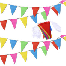 120M/ 393 ft Bunting Banner with 240 Multicolor Nylon Fabric Flag Pennant Banners for Outdoor Triangle Garland Flags for Birthday, Wedding, Baby Show