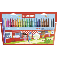 STABILO power - Medium Fibre-Tip Pen - Pack of 30 - Assorted Colours