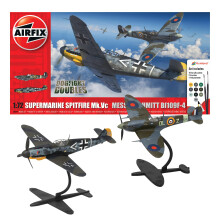 Airfix Gift Set x 2 Kits - Model Plane - A50194 Supermarine Spitfire Mk.Vc and Bf109F-4 Dogfight Double Building Set, 1:72 Scale Kit for Adults & Kid