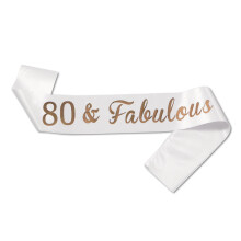 JEKUGOT 80th Birthday Sash 80th Birthday Decorations for Women Birthday Sash for Women 80th Sash for Birthday Party, White