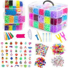 Tuilful 15000+ Loom Bands Kit with 25 Colors, Bracelet Making Set with Alphabet Beads, S Hooks, Tools & Storage Box, DIY Craft Kit for Kids, Girls &