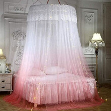 Princess Bed Canopy with Mosquito Net for Twin Full Queen King Beds with String Lights and 360 Protection