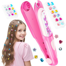 JoyJoyful Gifts 5 6 7 8 9 10 Year Old Girls, Hair Gem Stamper Kit Toys for Girls Age 6-12, Kids Hair Accessories Birthday Presents, DIY Hair Styling