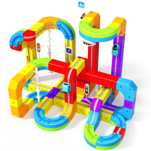 Magneverse Electric Train Set for Kids, 110PCS 3D Racing Track Sets with Electric Train, Traffic Signs, STEM Train Toys Birthday Gifts for Boys and G