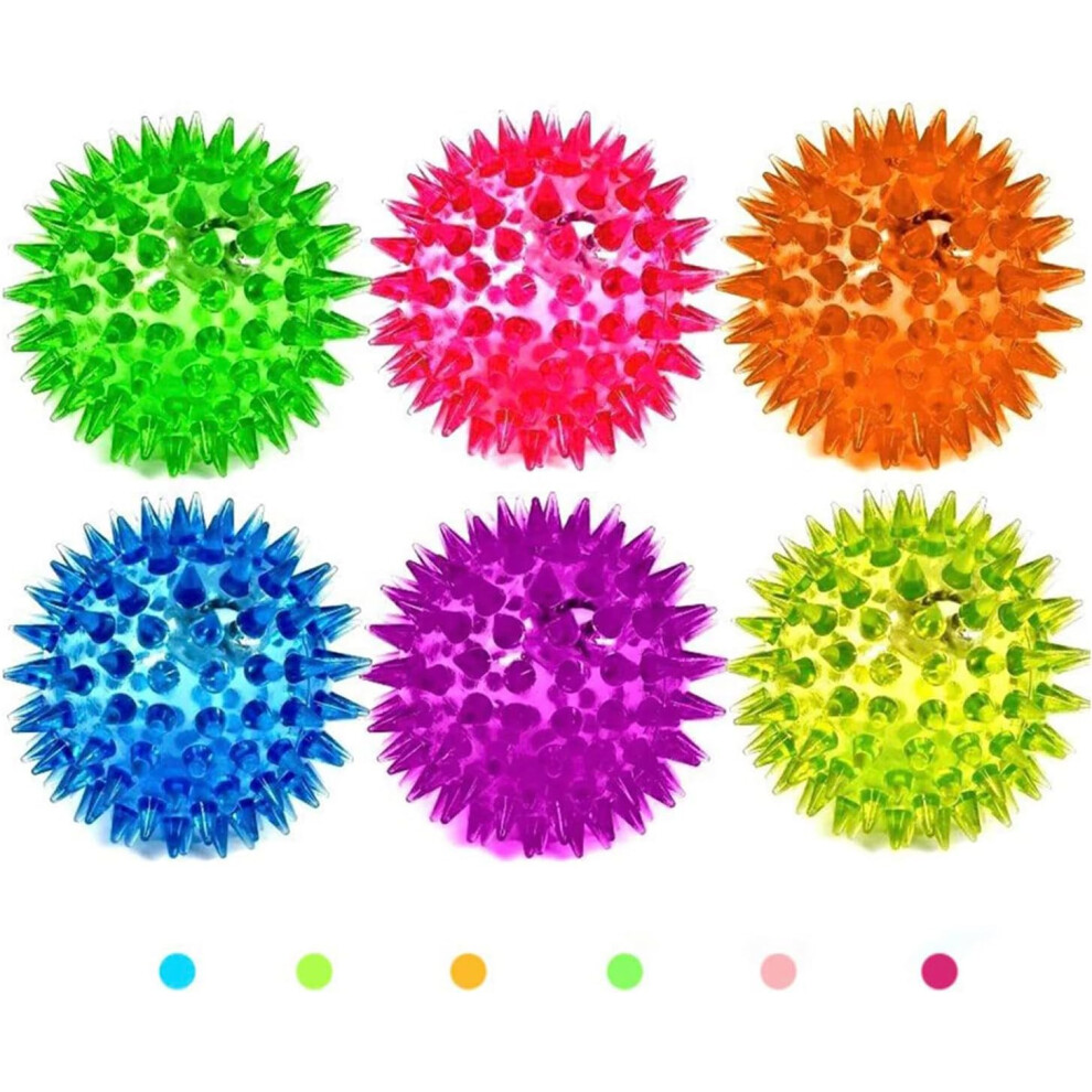 D.a.y. Republic Light 6 Spiky 7.5Cm Led Flashing Bouncy Disco Balls With Squishy Stress Relief Fidget Squeezy Spikey Ball Toy For Ocd Adhd Add & Autism High Anxiety